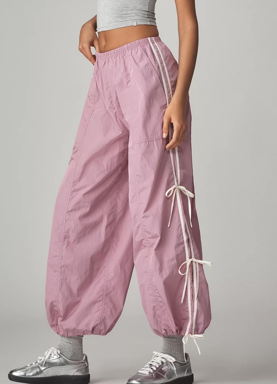 Side Bow Knot Track Pants for Women Summer Lightweight Loose Trousers Casual Baggy Y2K Lounge Pants with Pockets - Image 5