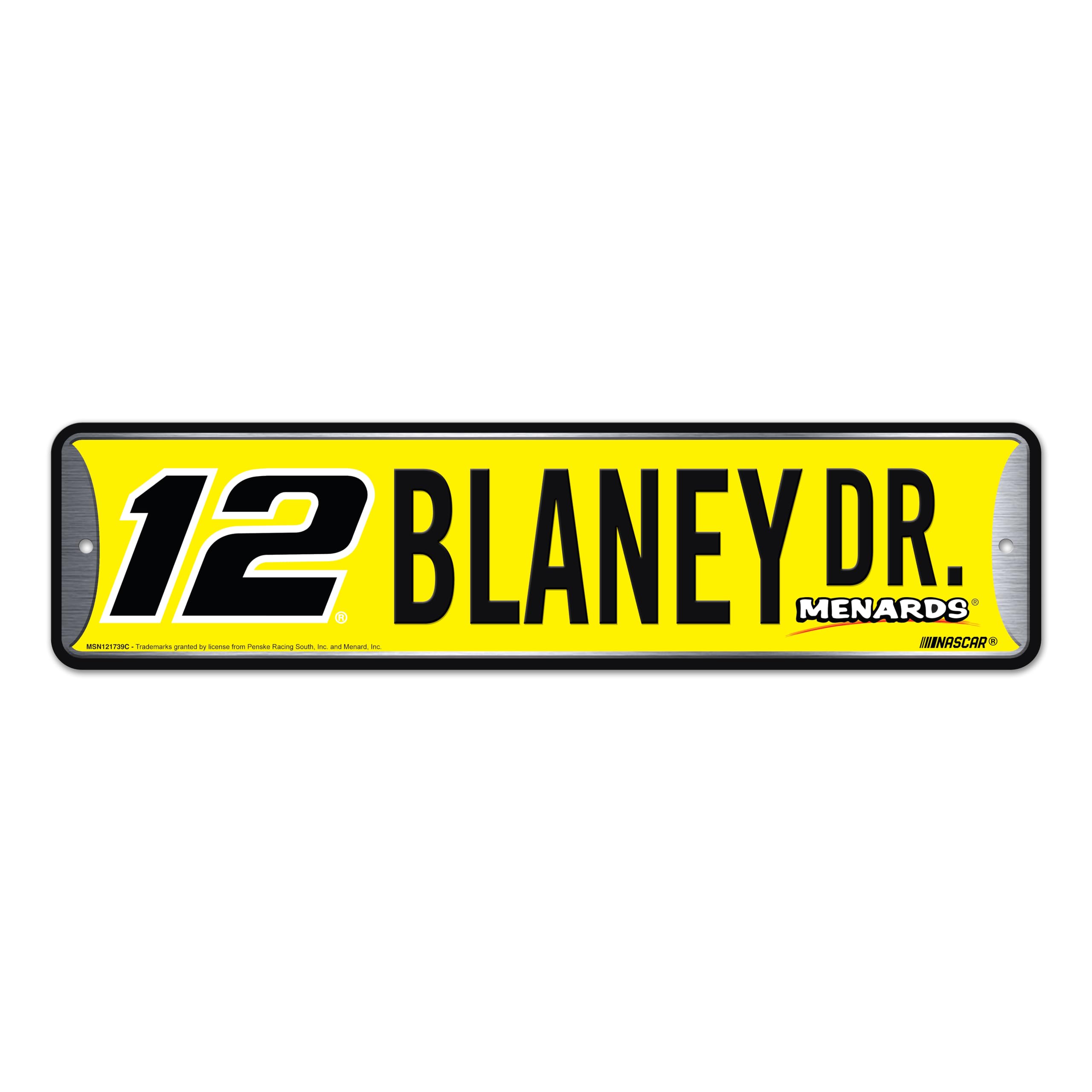 Rico Industries NASCAR Racing Ryan Blaney Metal Street Sign 4" x 15" Home Décor - Bedroom - Office - Man Cave