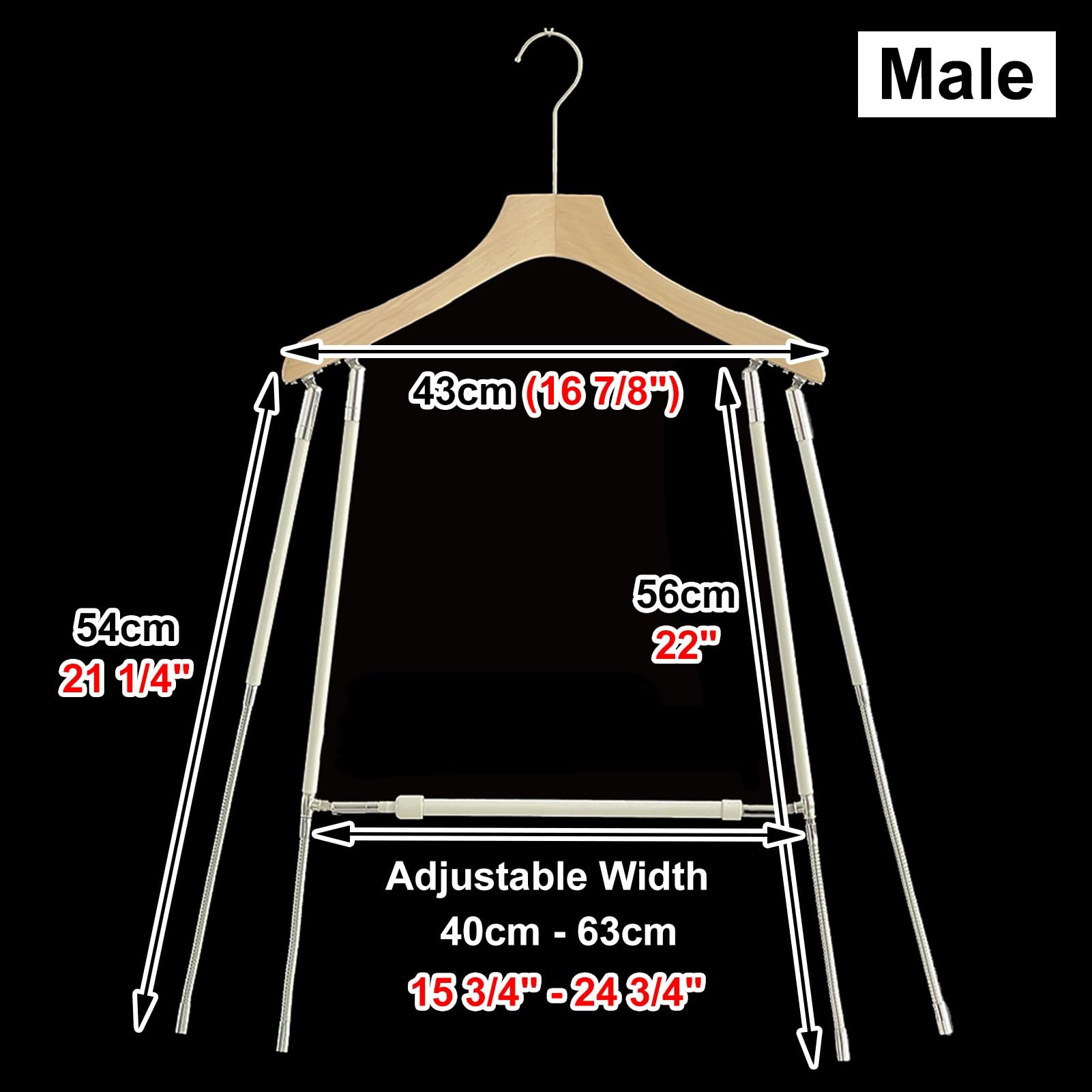 Genérico Maniquí Masculino Ajustable para exhibición de Ropa, fotografía y lavandería. Perchero metálico Resistente para Abrigos y Chaquetas, Ideal para escaparates de Moda.