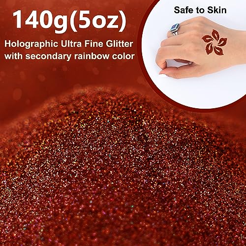 Rose Gold Ultra Fine Glitter, 5oz /140g Cosmetic Sparkle Glitter for Hair Face Body Eye Nail Art Festival Epoxy, Resin Craft - Image 2