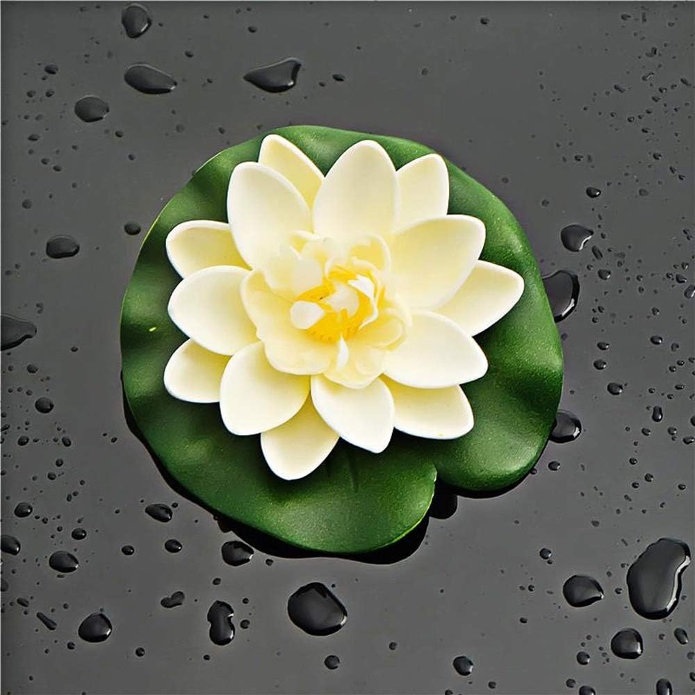 Floral Kingdom 12 inch XLarge Floating Lotus Lily pad Foam Flowers for Ponds, Weddings, Pool, and Garden Decor (Set of 2) (Ivory)