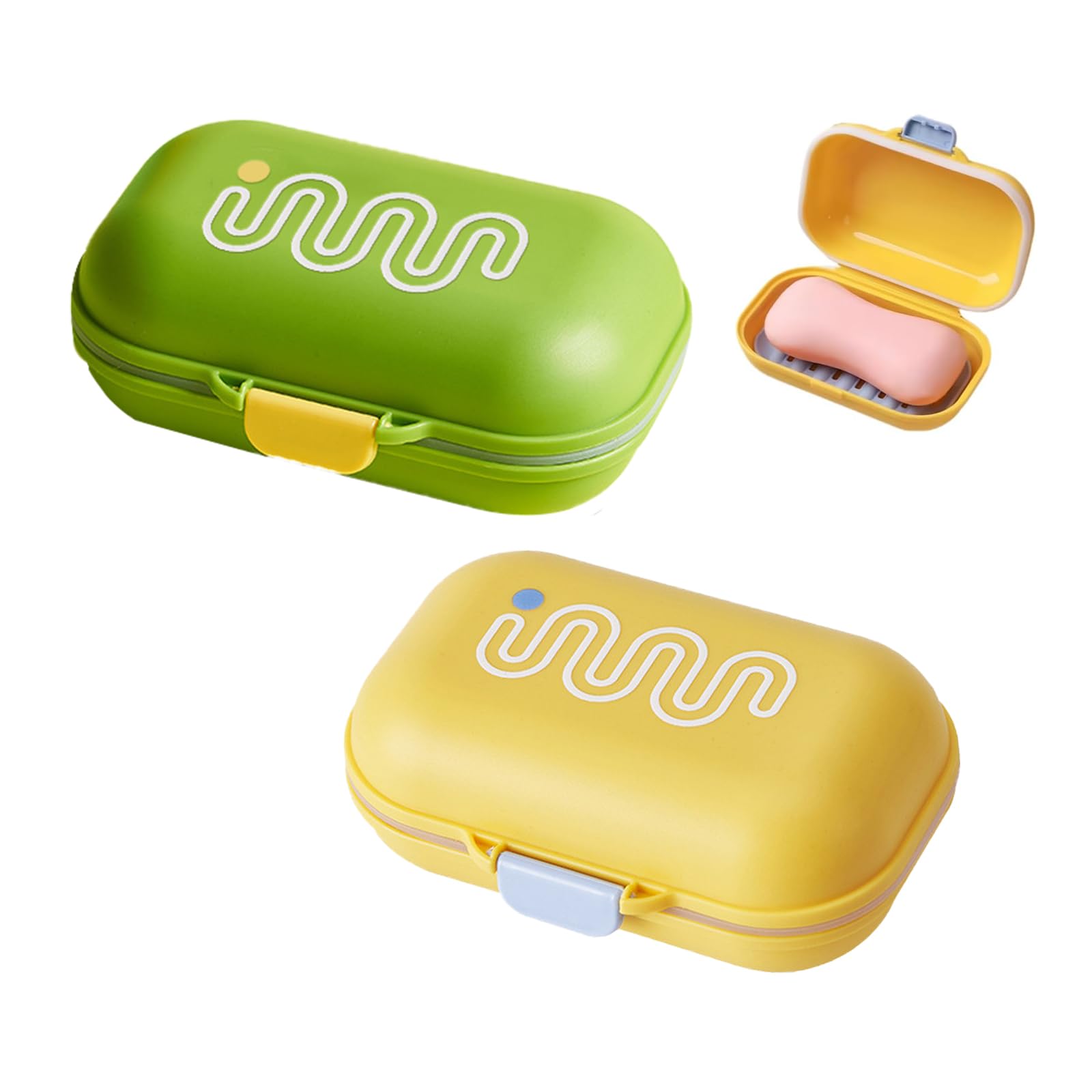 Bekecidi 2 x Travel Soap Dish with Lid, Portable Soap Dish with Drainage, Waterproof, Leakproof Soap Holder for Travel, Camping, Outdoor, Gym, Bathroom, School