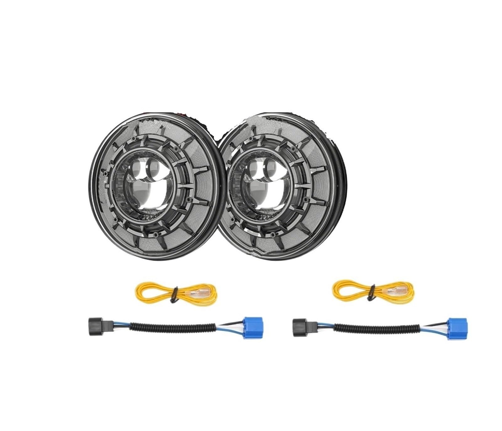 Faro principale Per Jeep Per Wrangler JK, Fuoristrada, Faro Anteriore Rotondo A LED Da 7 Pollici, H4 DRL, 12 V 24, Con Occhi D'angelo Halo FANALE ANTERIORE(Silver bracket)