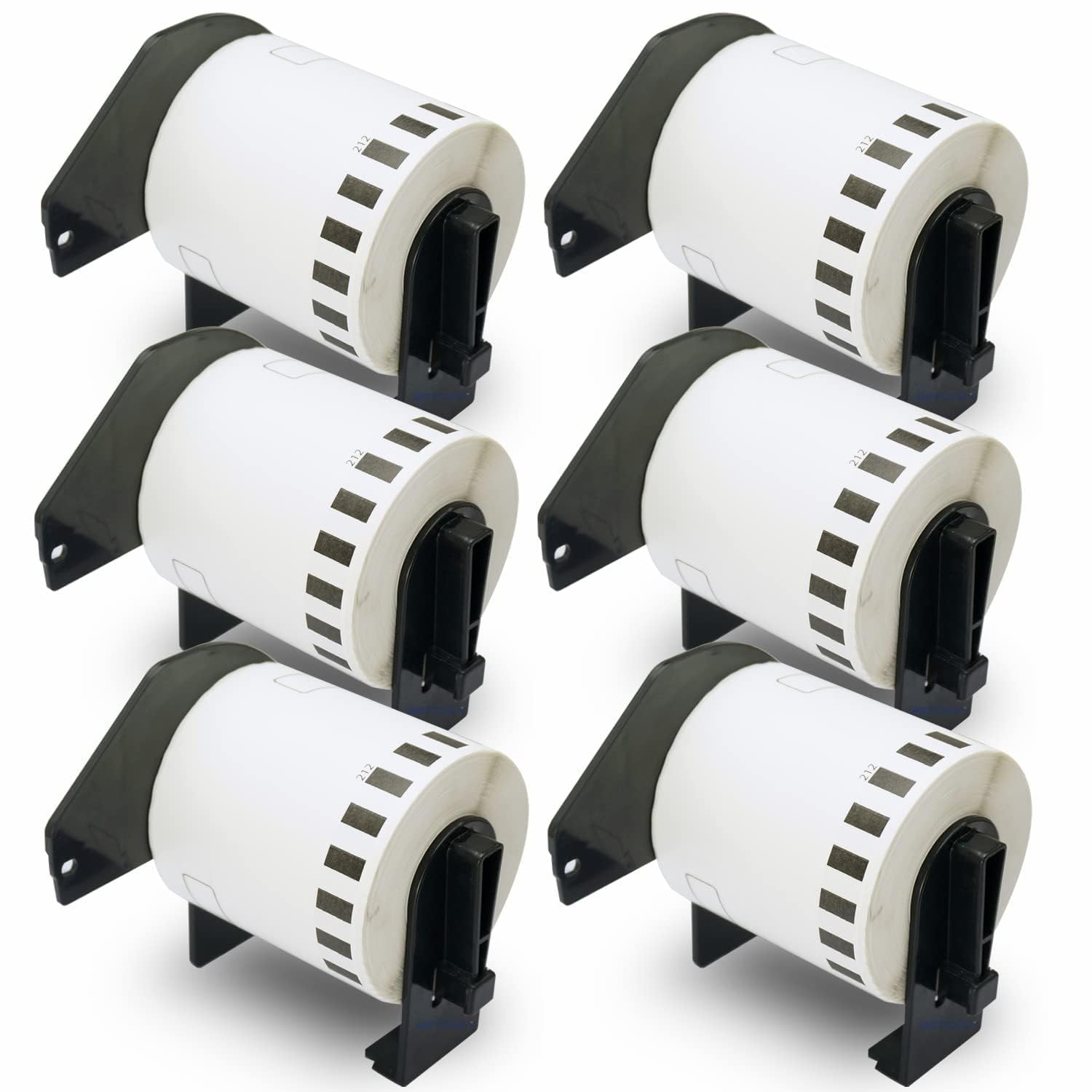 BETCKEY - 6 Rotoli DK-22212 Etichette di Pellicola a lunghezza Continua Compatibile con Brother, 62mm x 15.24m, 6 Etichette per Stampanti di Etichette Brother QL