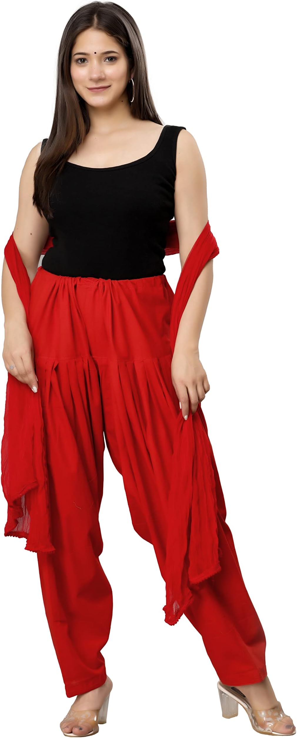 NOBHOB Women's Plain Salwar with Dupatta Set || Cotton Patiala (Pants) for Women's Cotton Salwar (Free Size)