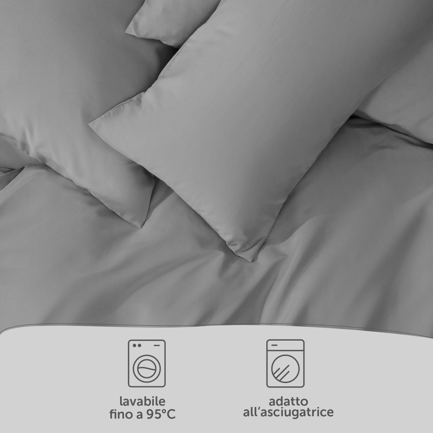 Blumtal Copripiumino Singolo 155x200 e Federa 50x80 - Set di Lenzuola in microfibra extra morbida certificata Oeko-Tex, Set Copripiumino Singolo con 1 Federa - 2 pezzi - Grigio
