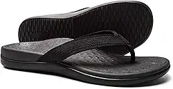 LLSOARSS Sandália de pé para fascite plantar com suporte de arco - Melhor chinelo ortopédico para pés planos, dor no calcanhar - para mulheres, Preto, 37