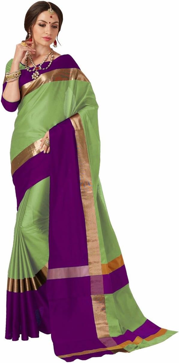 Elina fashionSarees for Women Cotton Art Silk Woven Indian Wedding Sari, Ethnic Gift Sari