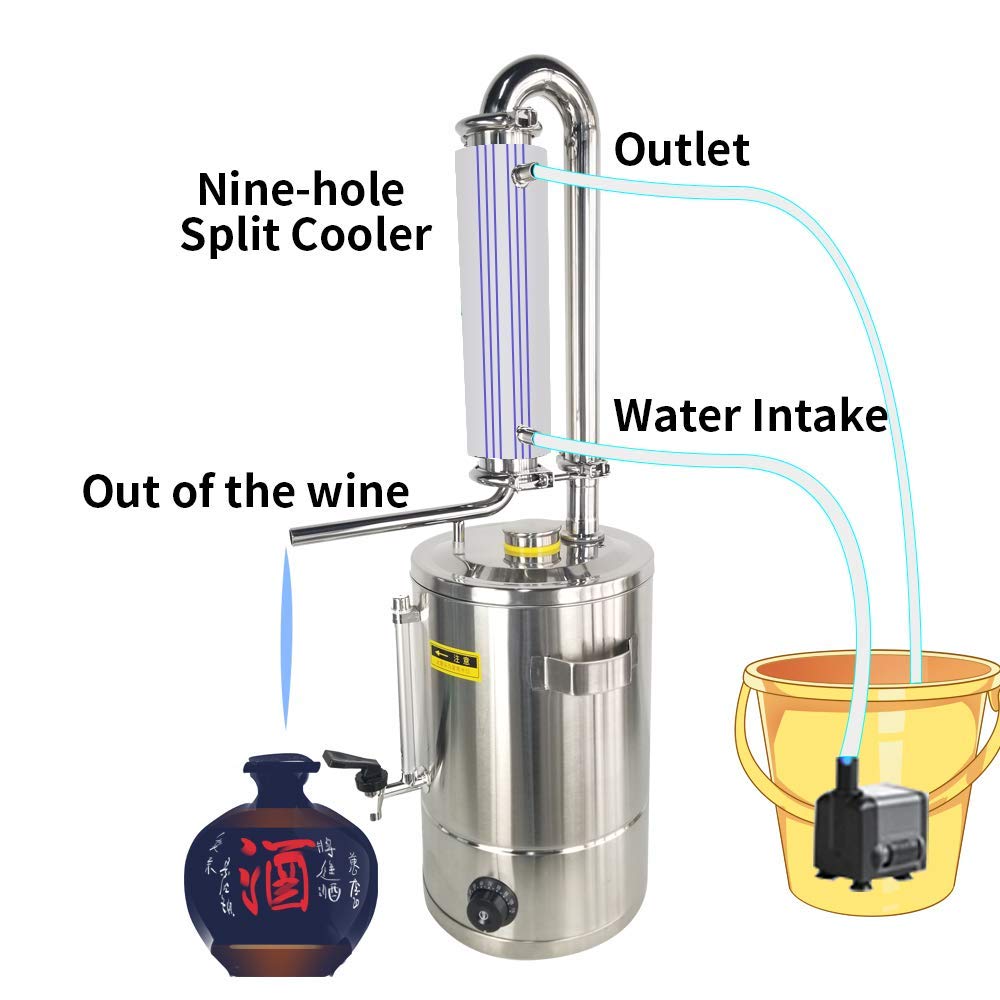Still Kit Complete,Automatic heating Alcohol Distiller,304 Stainless Steel Wine Making for Home DIY (8Cal/30L)