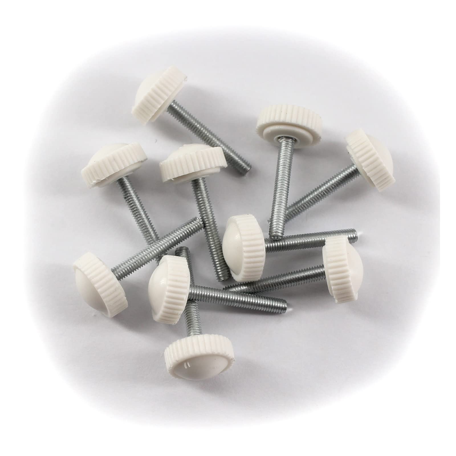 30Pcs M3x16 Hand Tightening Thumb Screws Male Thread Hand Clamping Knobs Screw with White Plastic Handle