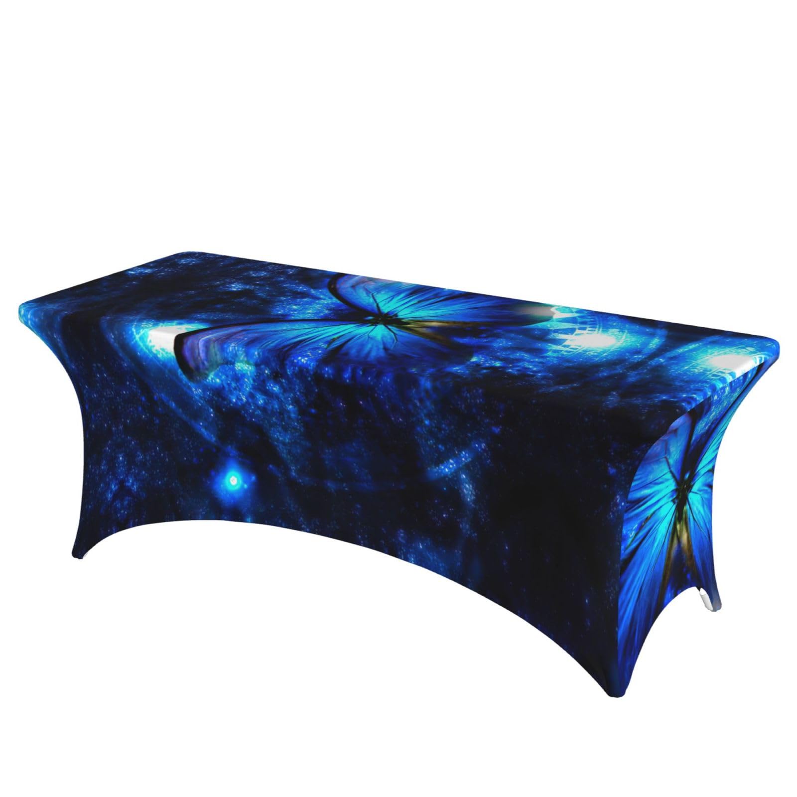 Nappe extensible rectangulaire élasthanne 1,8m EdWal imprimé papillon bleu