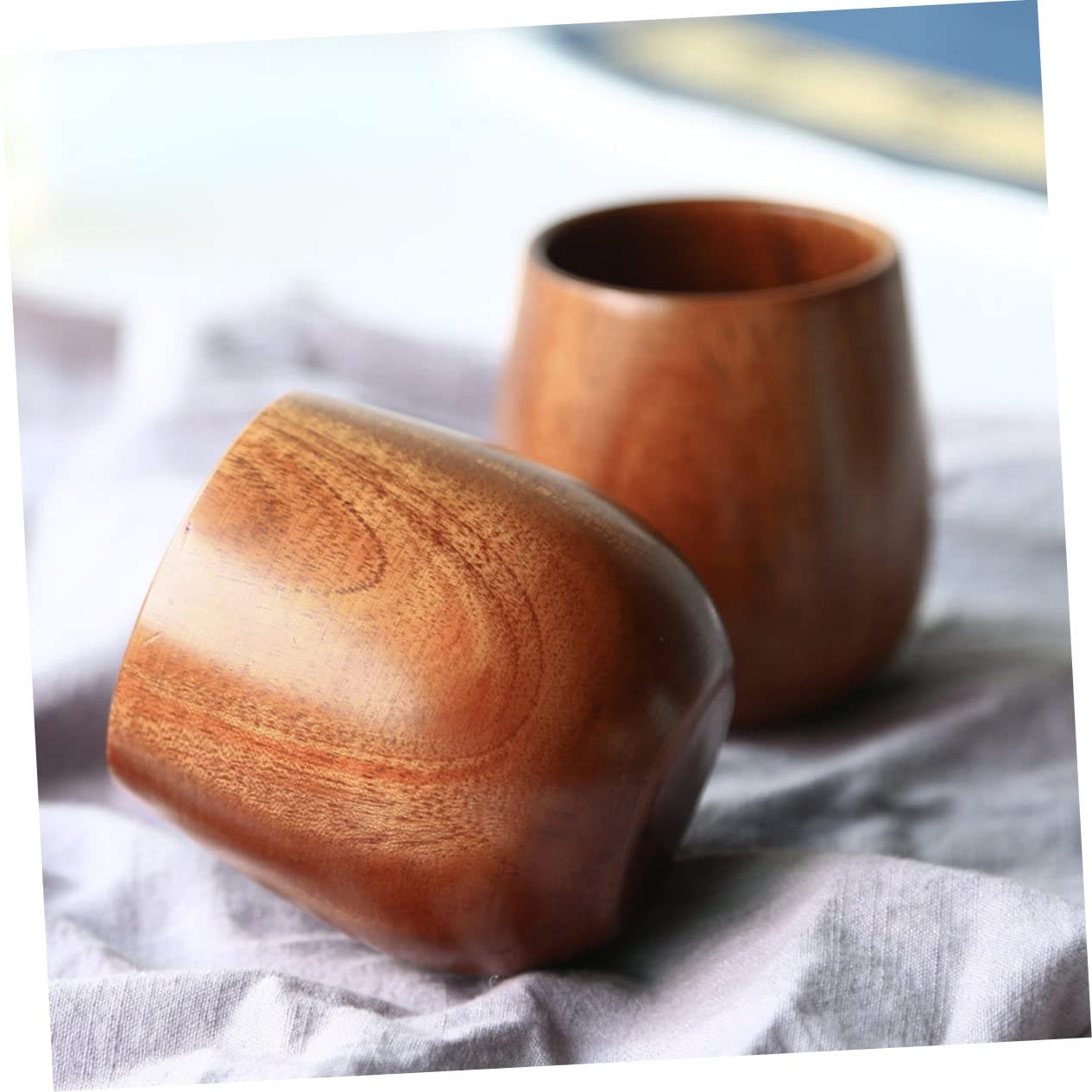 BESTYASH Teetassen Braune Holztassen mit Glatter Oberfläche 4 Stück und Großem Öffnungsdesign für Tee und Kaffee zu Hause oder Büro