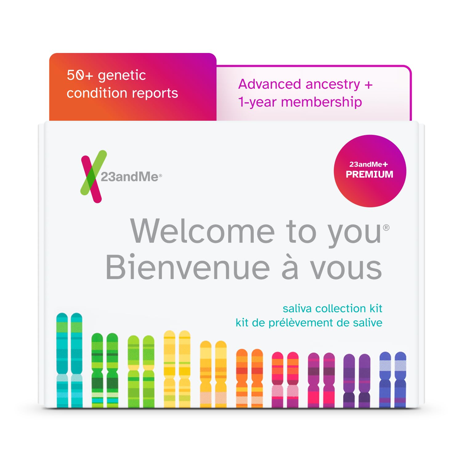 23andMe+ Premium Advanced Ancestry & Health - DNA Test Kit, Personal Genetic Insights, Plus 1-Year Access to Exclusive Health & Ancestry Reports, DNA Kit (Before You Buy See Important Test Info Below)