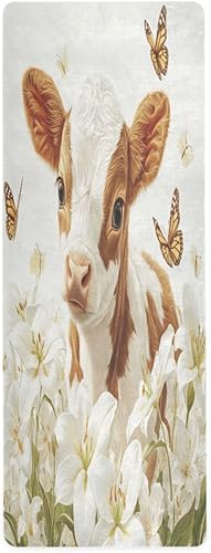 Miniatura 16 de Caikeny Esterilla de yoga con acuarela, tortuga marina, esterilla de ejercicio de fitness con peces marinos, plegable, tapete de entrenamiento para