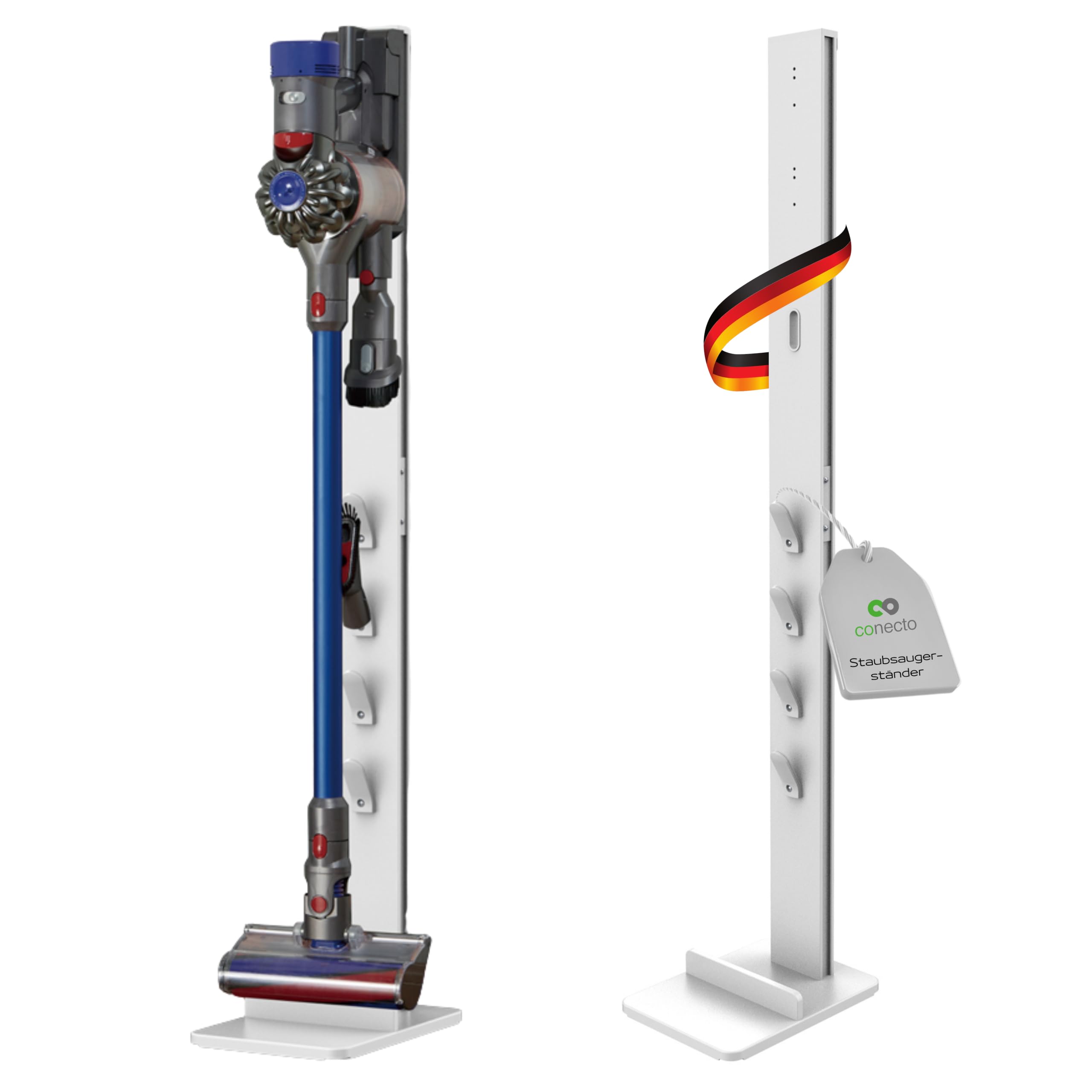 conecto Vacuum Cleaner Stand Holder Universal Compatible with Dyson V6, V7, V8, V10, V11, V12, V15, Gen5, Floor Stand, Accessory Holder, White
