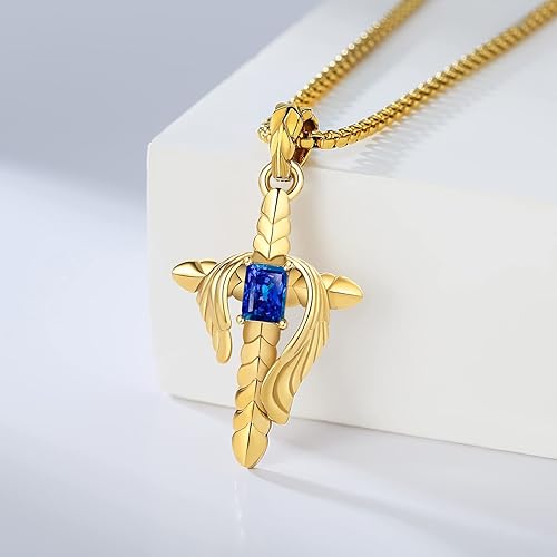 Miniatura 9 de YAMI Cross Necklace for Men, Silver Plated Cross Pendant Necklace Inspirational Faith Gift for Men 24 inches Chain (Silver)