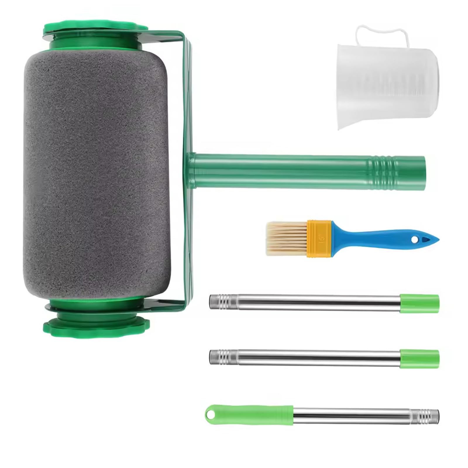 Zbiianxer Green Complete Painting Set Includes Adjustable Rods And Detachable Covers For Indoor Projects High Reach Paint Roller