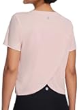 Women's Workout Tops Athletic Shirts Cropped Short Sleeve Split Back Running Gym Quick Dry Sun Protection UPF 50+