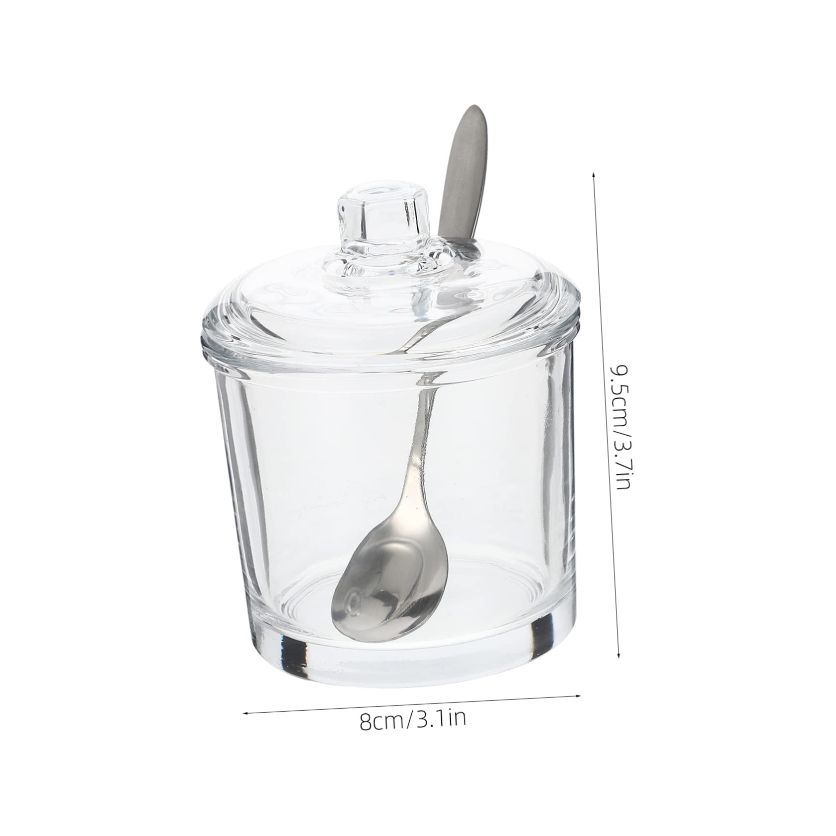 PRETYZOOM Set 2 Barattoli Spezie in Vetro con Coperchi e Cucchiai, Contenitori per Spezie in Acciaio Inossidabile per Cucina e Sala da Pranzo Stile Casuale