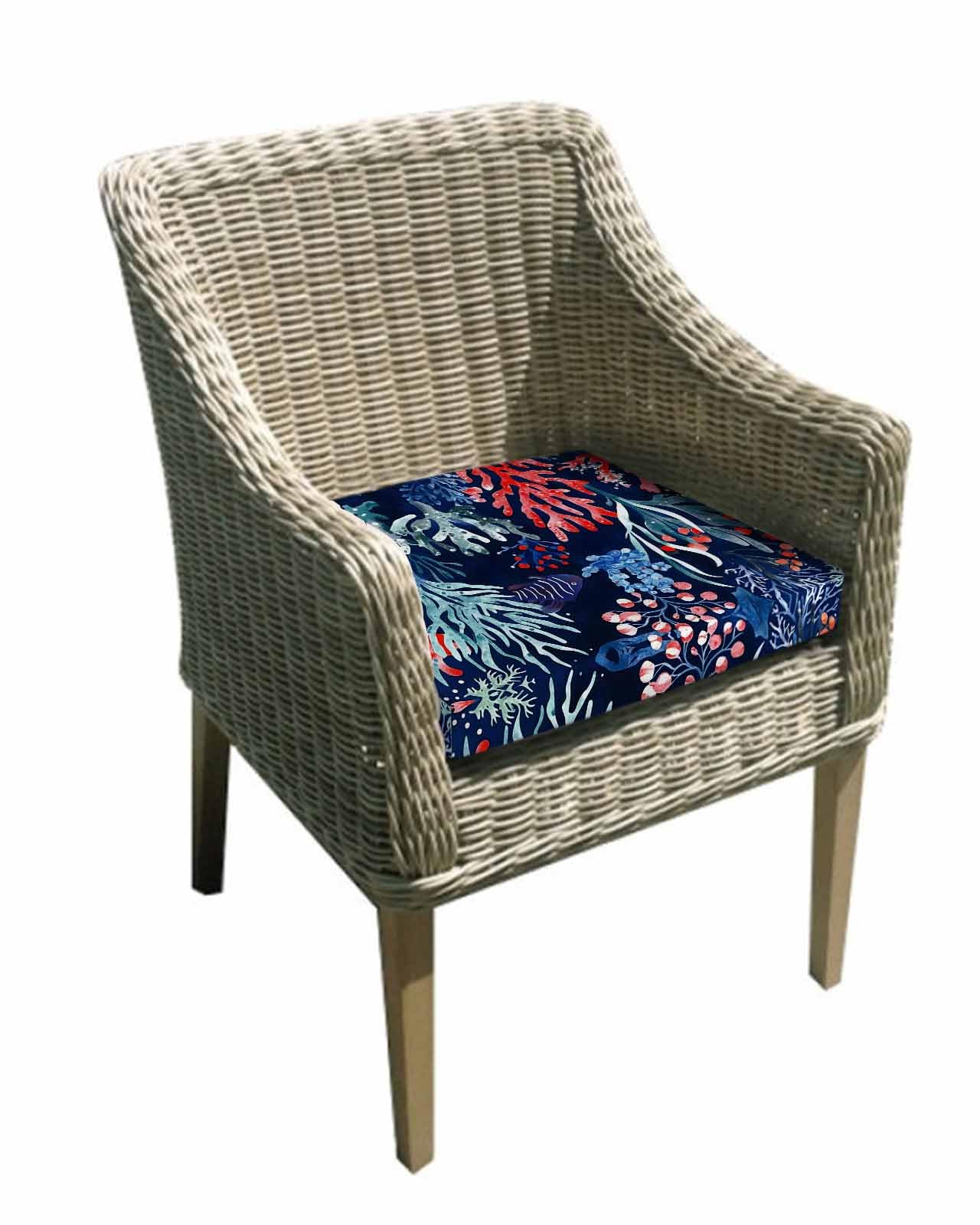 2 Pack Coastal Ocean Waterproof Cushion Covers with Ties, Outdoor Patio Chaise Lounge Chair Seat Cushion Slip Covers Replacement(Only Cover) Summer Fish Colorful Coral 22