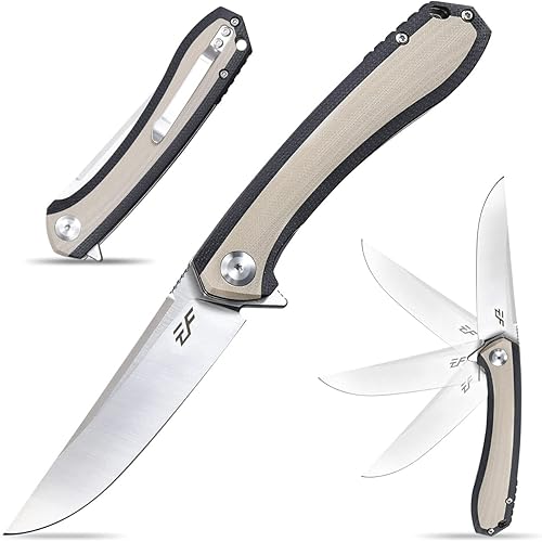 Miniatura 10 de Eafengrow EF947 EDC D2 Cuchillo plegable, carpeta de rodamiento de bolas con asa G10 con forro de bloqueo, cuchillo aleta EDC con bolsillo, camping,