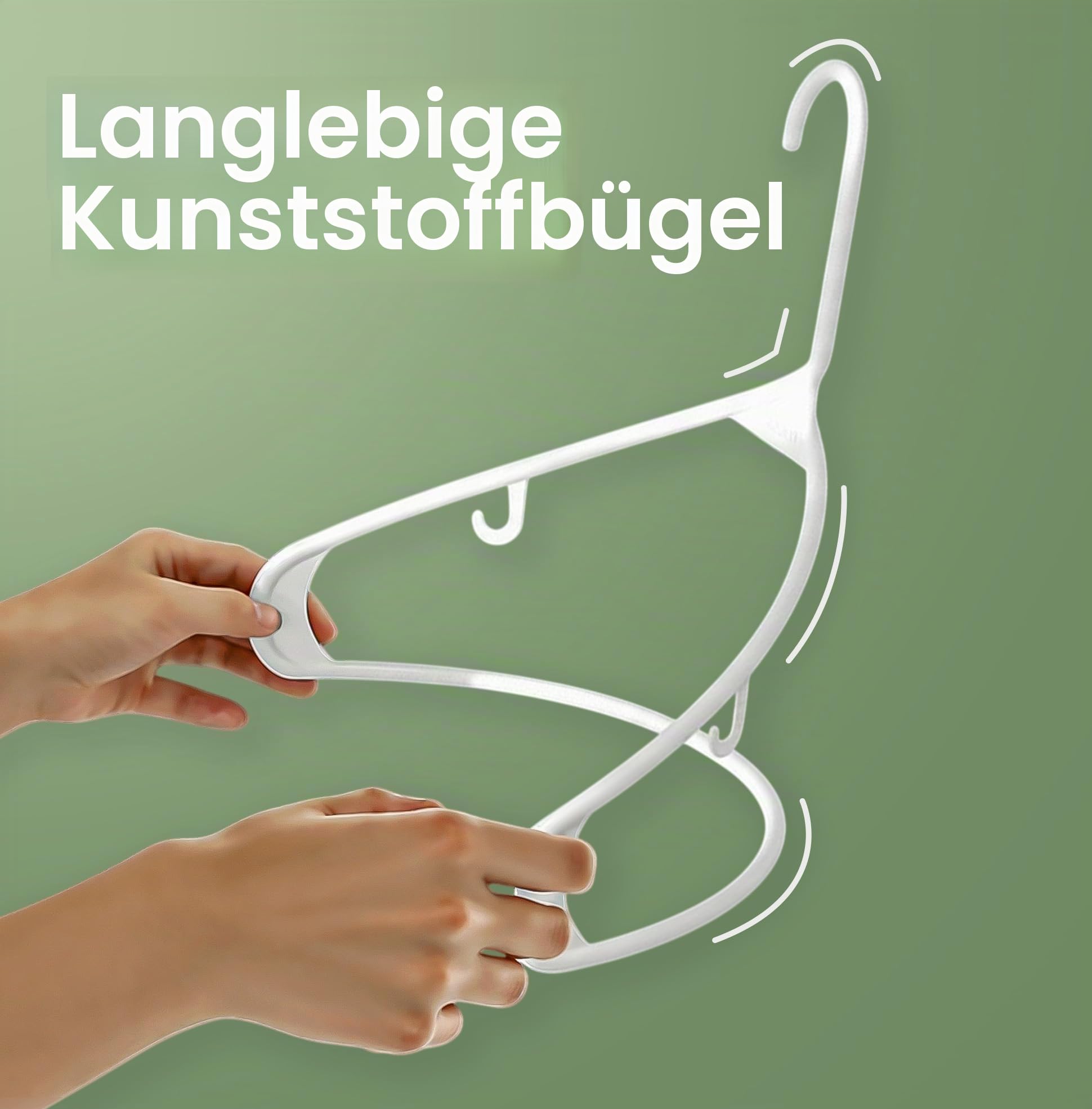 Utopia Home Kunststoff-Kleiderbügel, 20 Stück, Kleiderbügel mit Haken, langlebig und platzsparend, robust, weiß, Rock-Kleiderbügel