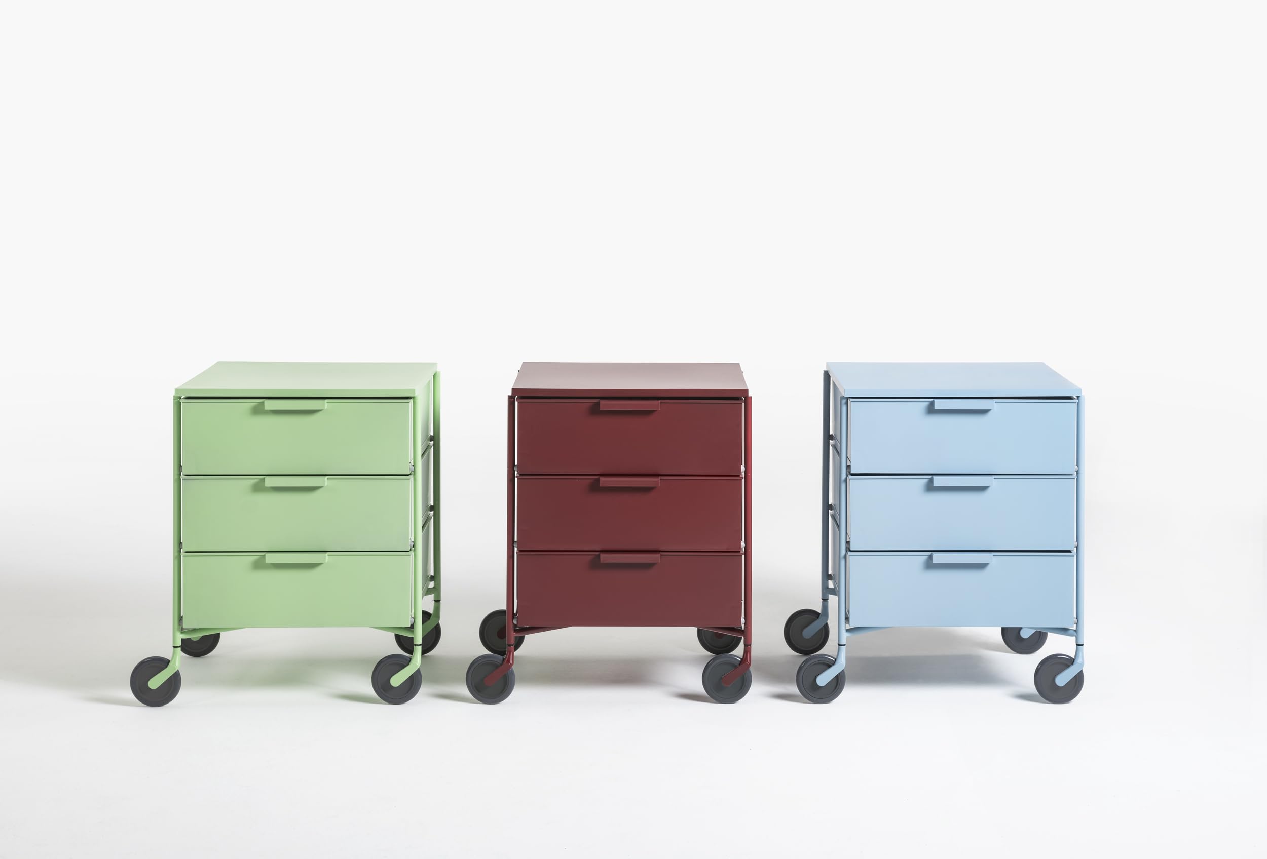 Kartell Wagen für Arbeitszimmer, Alloy Steel, Pflaume, 3 Schubladen
