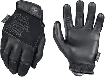 قفازات Mechanix Wear Tactical Specialty Recon - شديدة التحمل - قفازات عمل جلدية ضيقة - متوافقة مع شاشة تعمل باللمس - قابلة للغسل في الغسالة - صغيرة - سوداء سرية