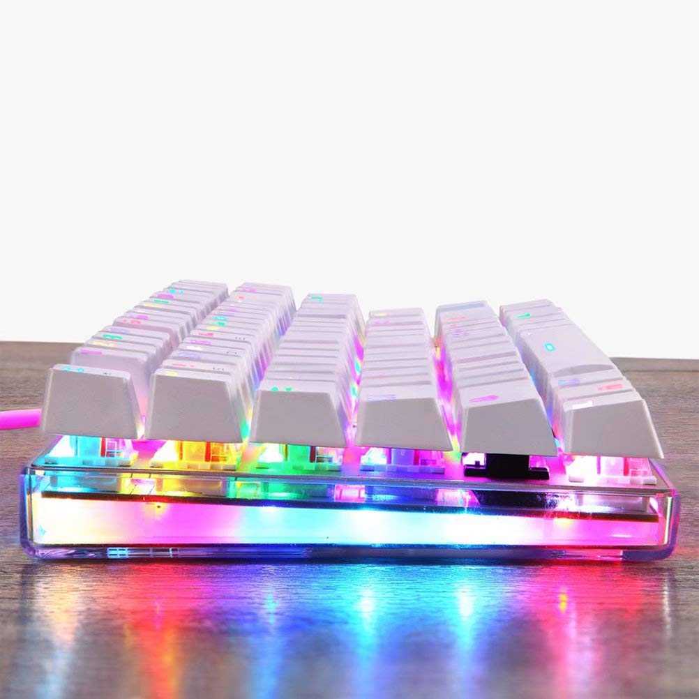 Wired meccanica tastiera USB 2.0 con retroilluminazione RGB blu interruttore per PC da gioco e legando bianco con cavo da 1,8 m