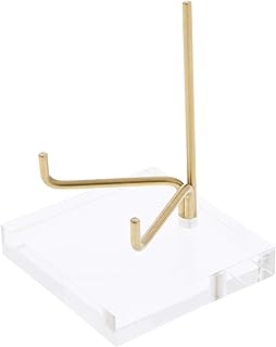 Plymor Clear Acrylic Base with Adjustable Brass Rods to Hold Rock, Fossil, and Mineral Specimen, 3.25
