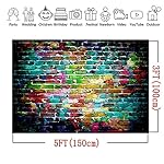Colorful Brick Wall Photography Backdrop 5x3ft Vinyl Graffiti Backdrops Children Portrait Photo Background Studio Props Booth Birthday Party Decor Supplies Photoshoot - Image 5