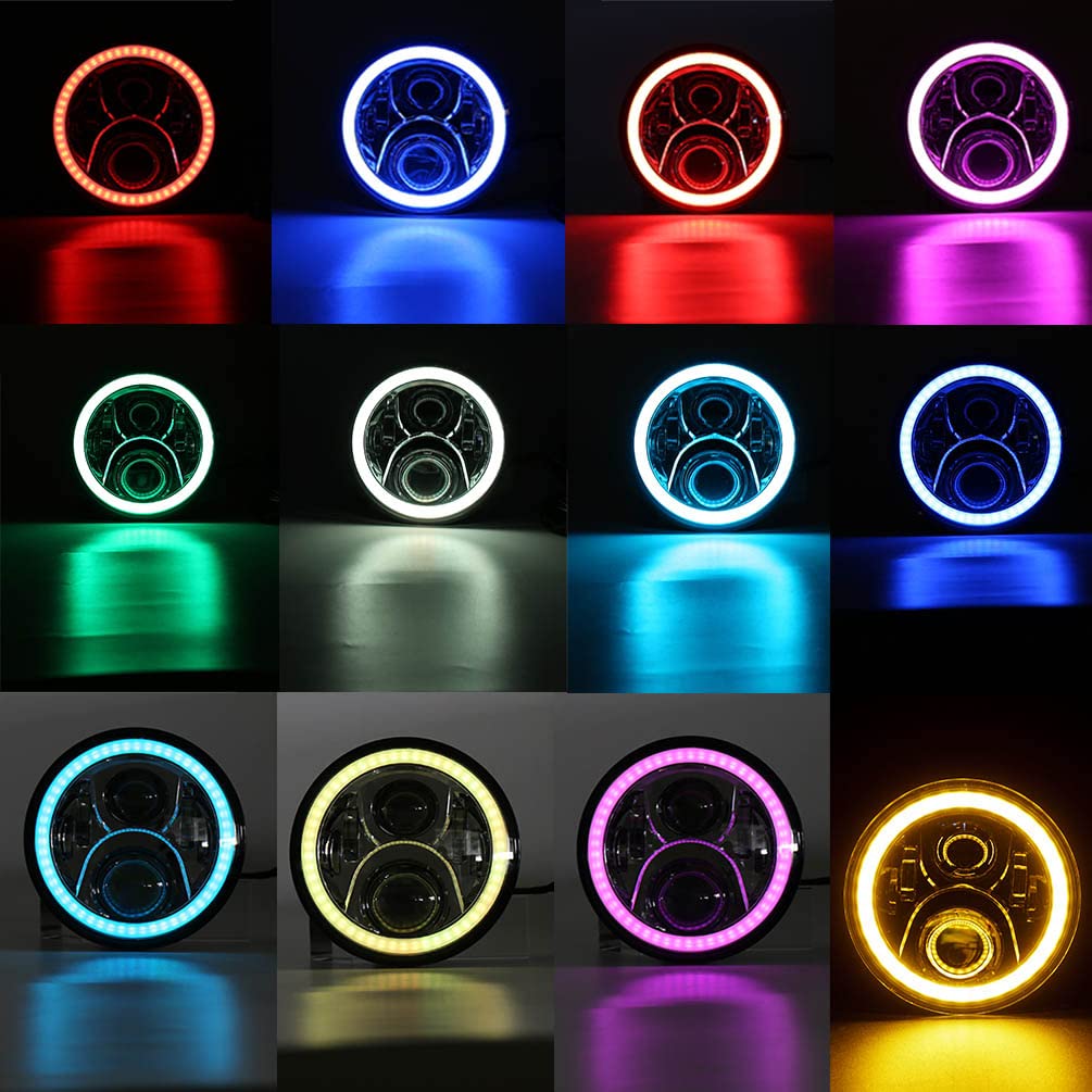 NJSBYL H2 LED Turn Signal Light Assembly For H-ummer H2 2003 2004 2005 2006 2007 2008 2009 Front Bumper 7 Inch H/L Halo Ring CE/E4 OEM 15269178 15269179