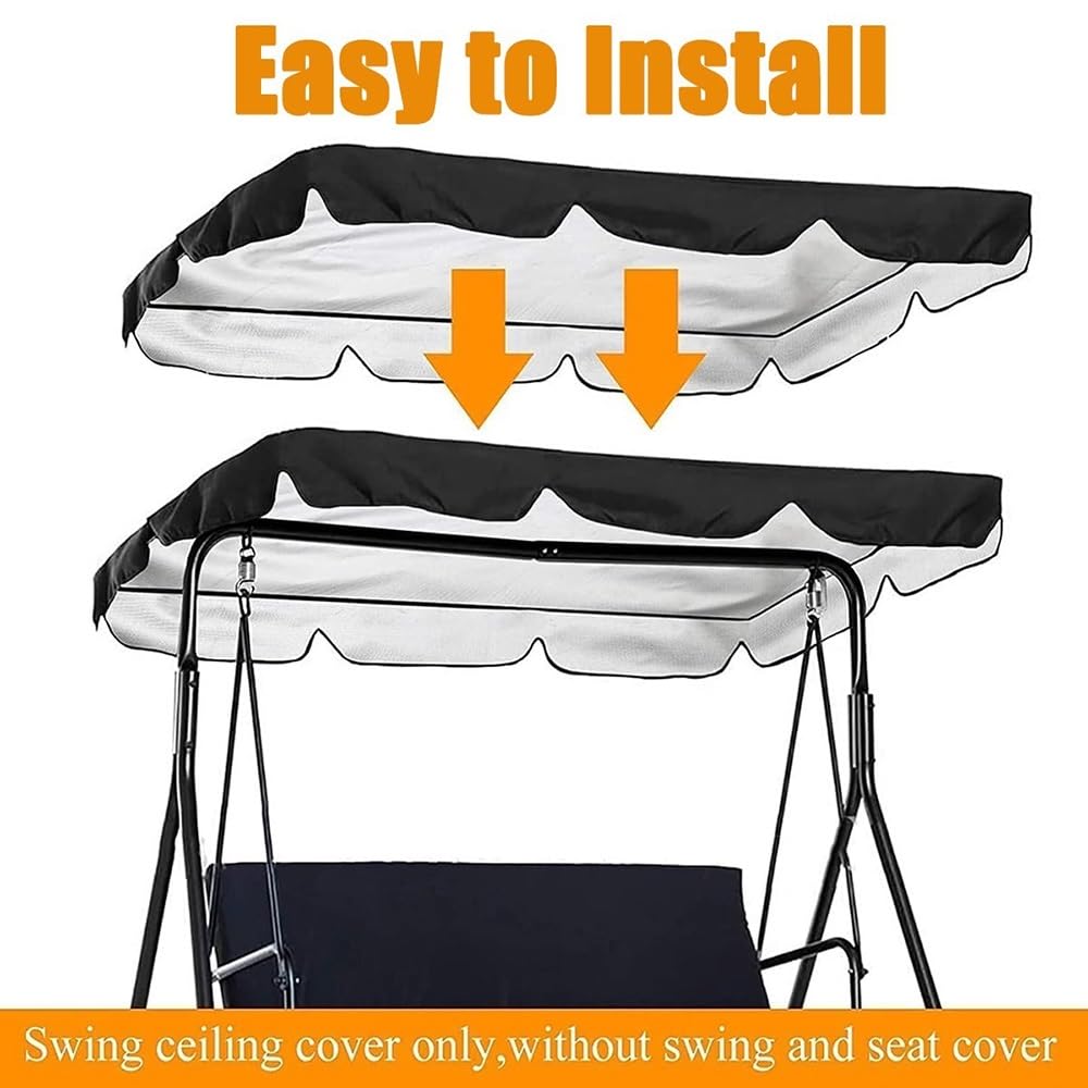 Toit De Rechange pour Balancelle De Jardin, Housse De Rechange Balancelle Imperméable Toit De Remplacement pour Balançoire 2 3 Places(Grey,98x73in-249x185cm)