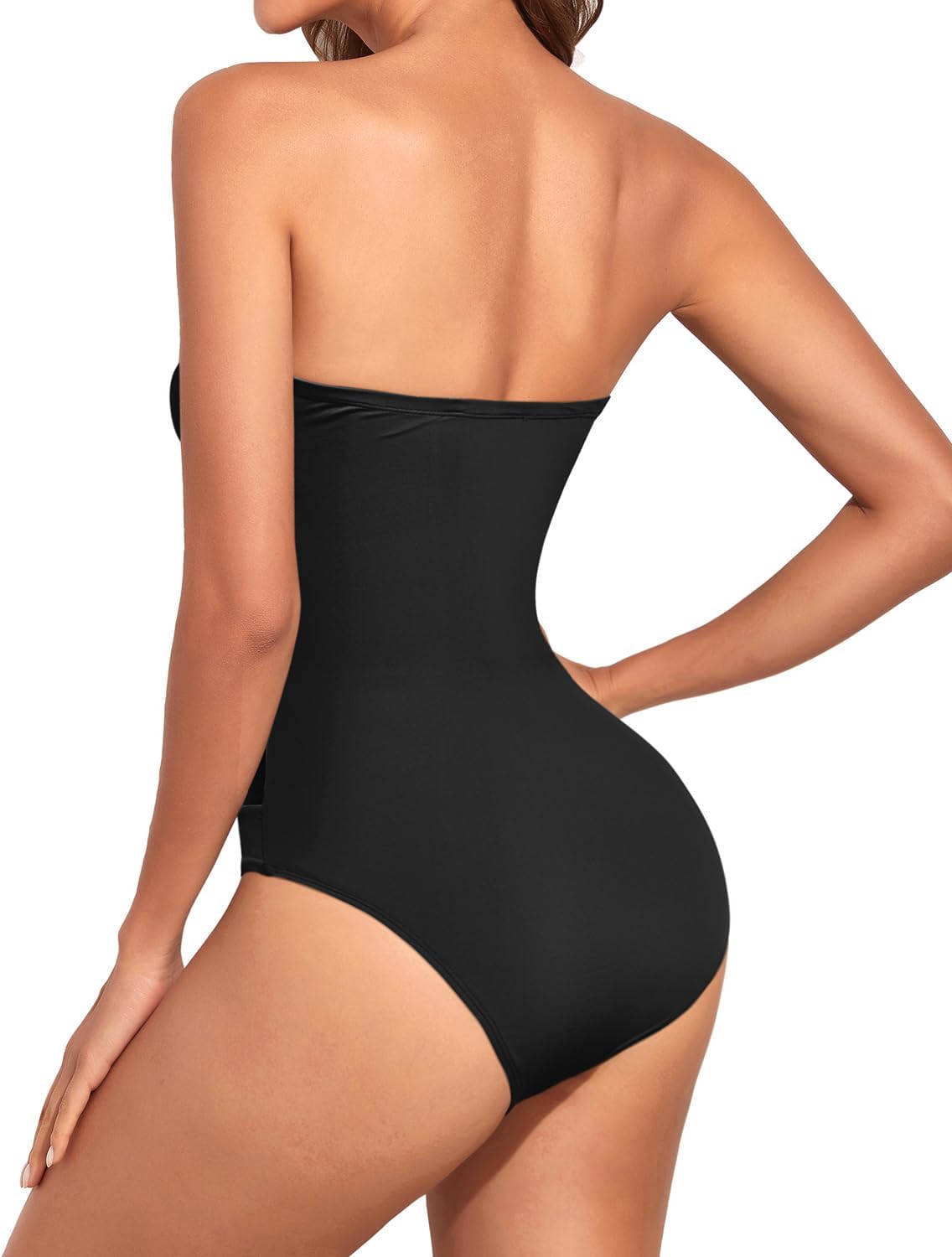 Holipick Women Strapless Bandeau One Piece Swimsuits Sexy Mesh Cutout Bathing Suits Tummy Control Swimwear - Image 6