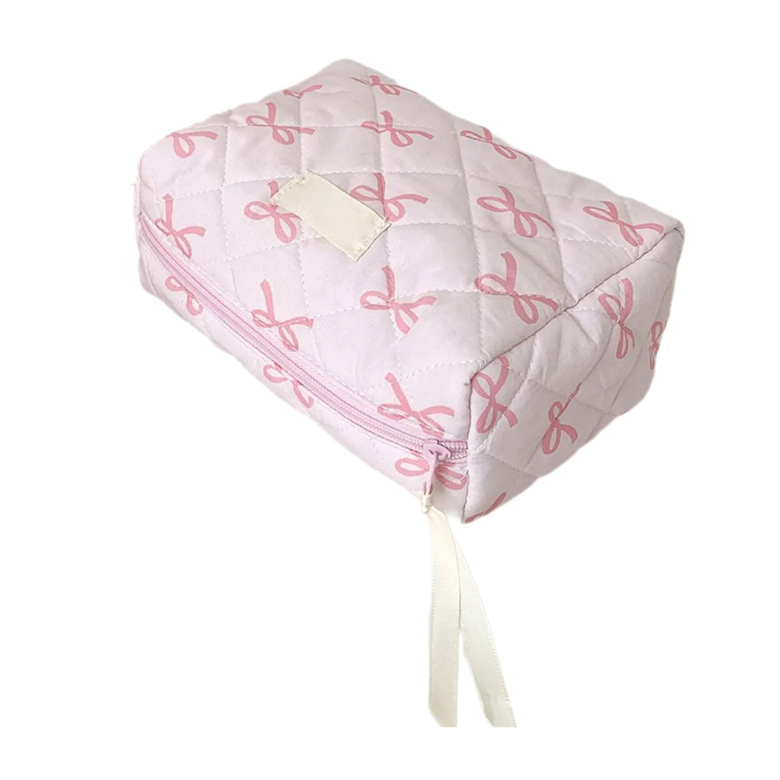 MICFENY Bowknot Print Cosmetic Bag for Women Fashionable Toiletry Organiser Spacious Zippered Makeup Holder for Daily Use