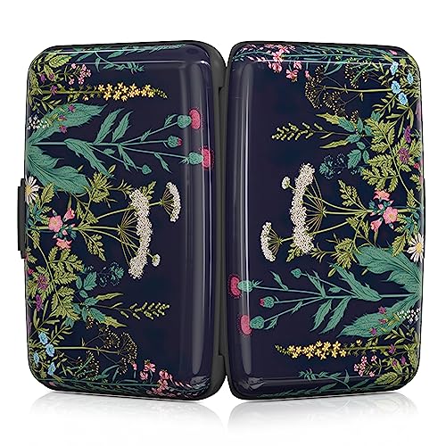 Image of Rimilak Aluminuml Credit Card Holder, Mini Credit Card Wallet RFID Blocking Slim Metal Hard Case for Women Men, Daisy Flower