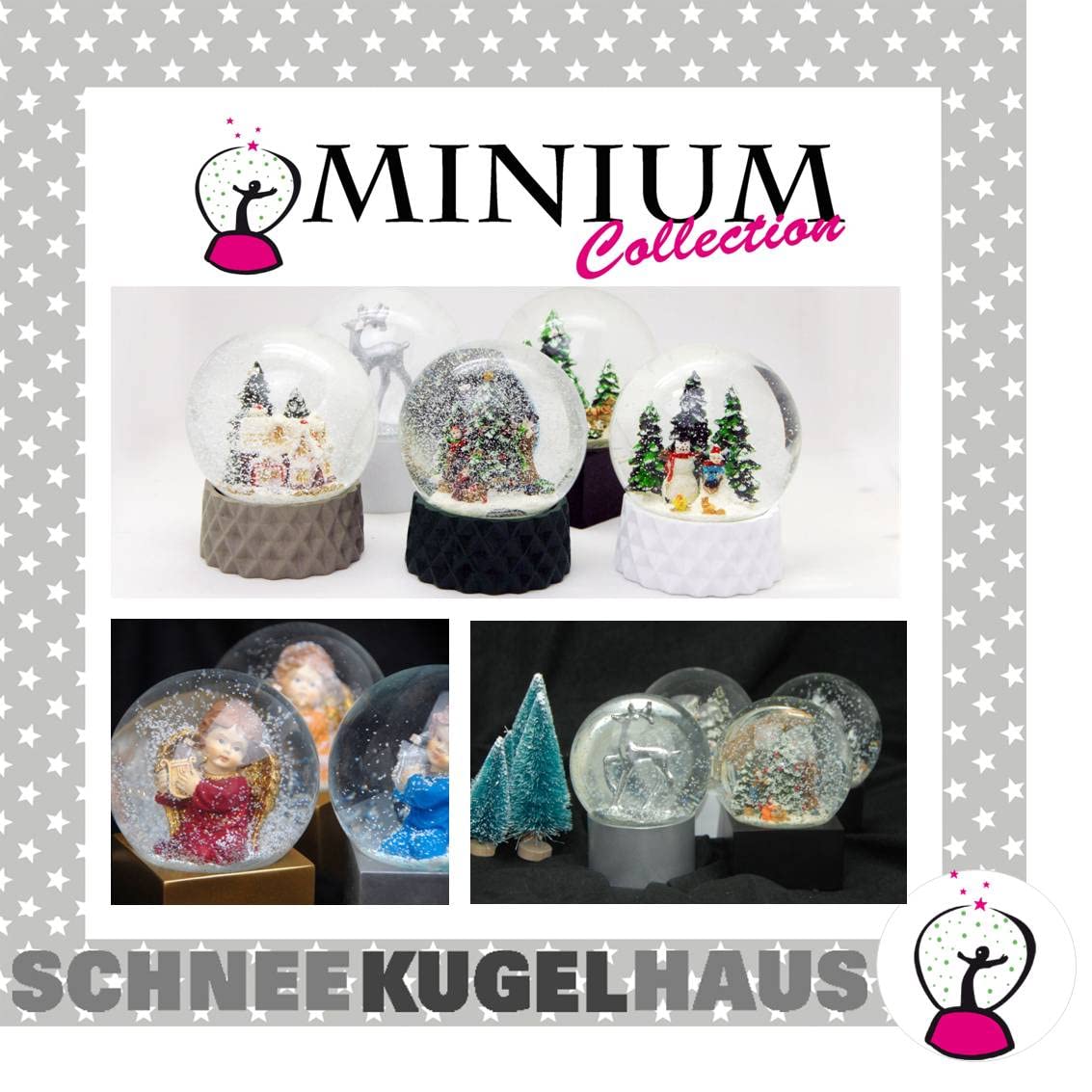 Schneekugel Weihnachten | Christbaum schmücken | B: 10 cm | 20174 | Weihnachtsdekoration | Schüttelkugel | Familie schmückt Weihnachtsbaum | Geschenke