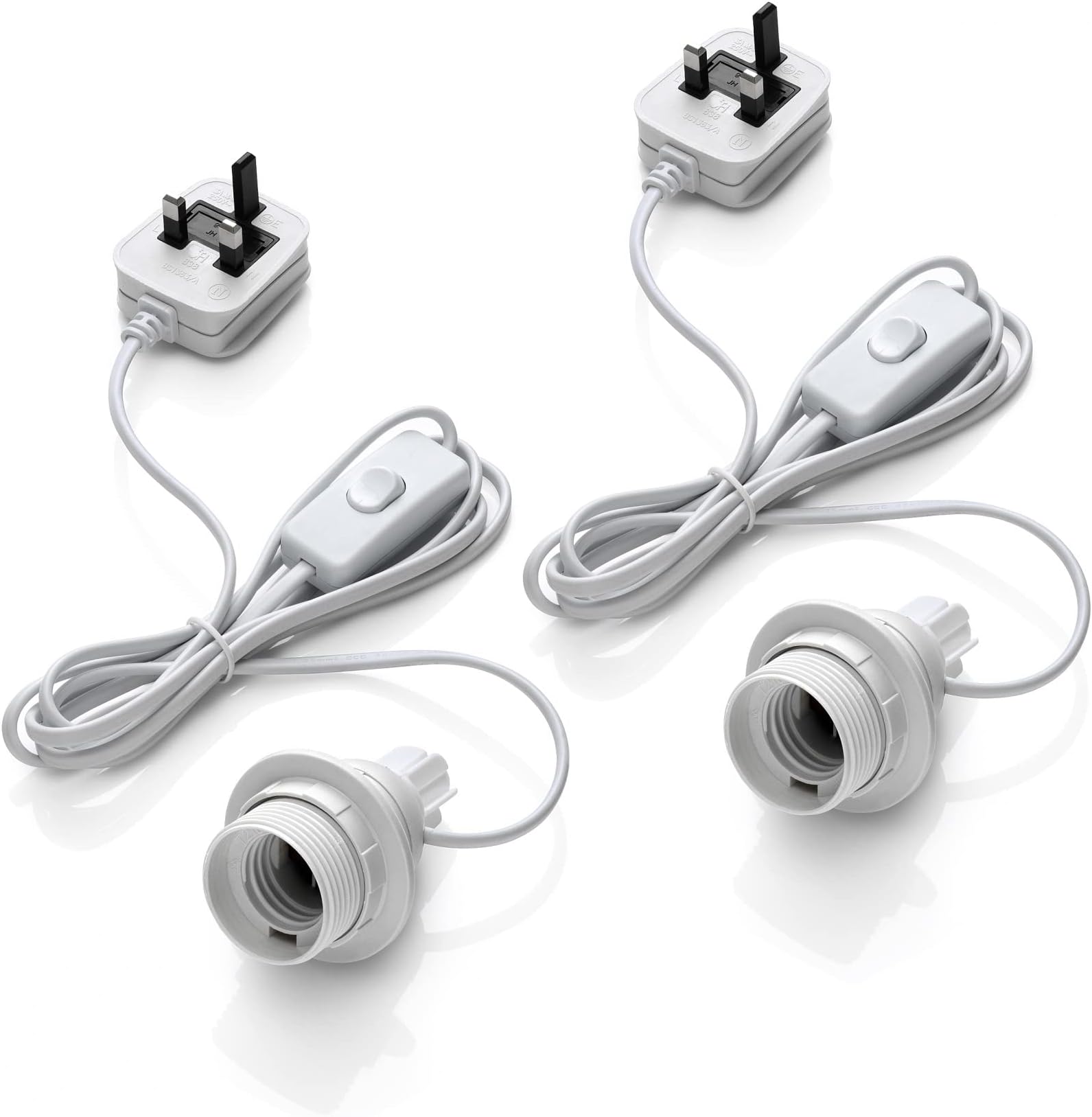 Dencon Switched Bottle Lamp Adaptor White, Flex and Plug to BSEN