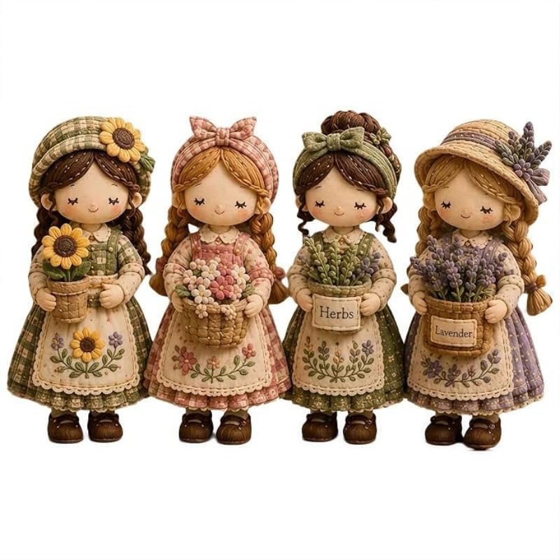 Tiny Worlds Collection Patchwork DIY Kit,Felt Doll Sewing Craft, Beginner Friendly,Includes All Materials,Multiple Themes,for Beginners Holiday & Birthday Gifts (Garden Companions)