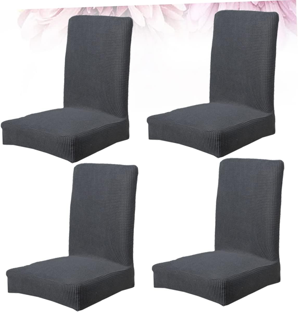 GARVALON 4pcs Stretchy Elastic Dining Chair Removable Washable Protector for Home Office Grey Fits Standard Chairs Easy to Clean Spandex Material