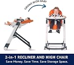 Peg Perego Siesta, Grow avec chaise haute pliante bébé & inclinable, réglable en hauteur, rapide & Roues à poussoir faciles pour bébés & Jeunes enfants, fabriqués en Italie, Licorice (Noir)