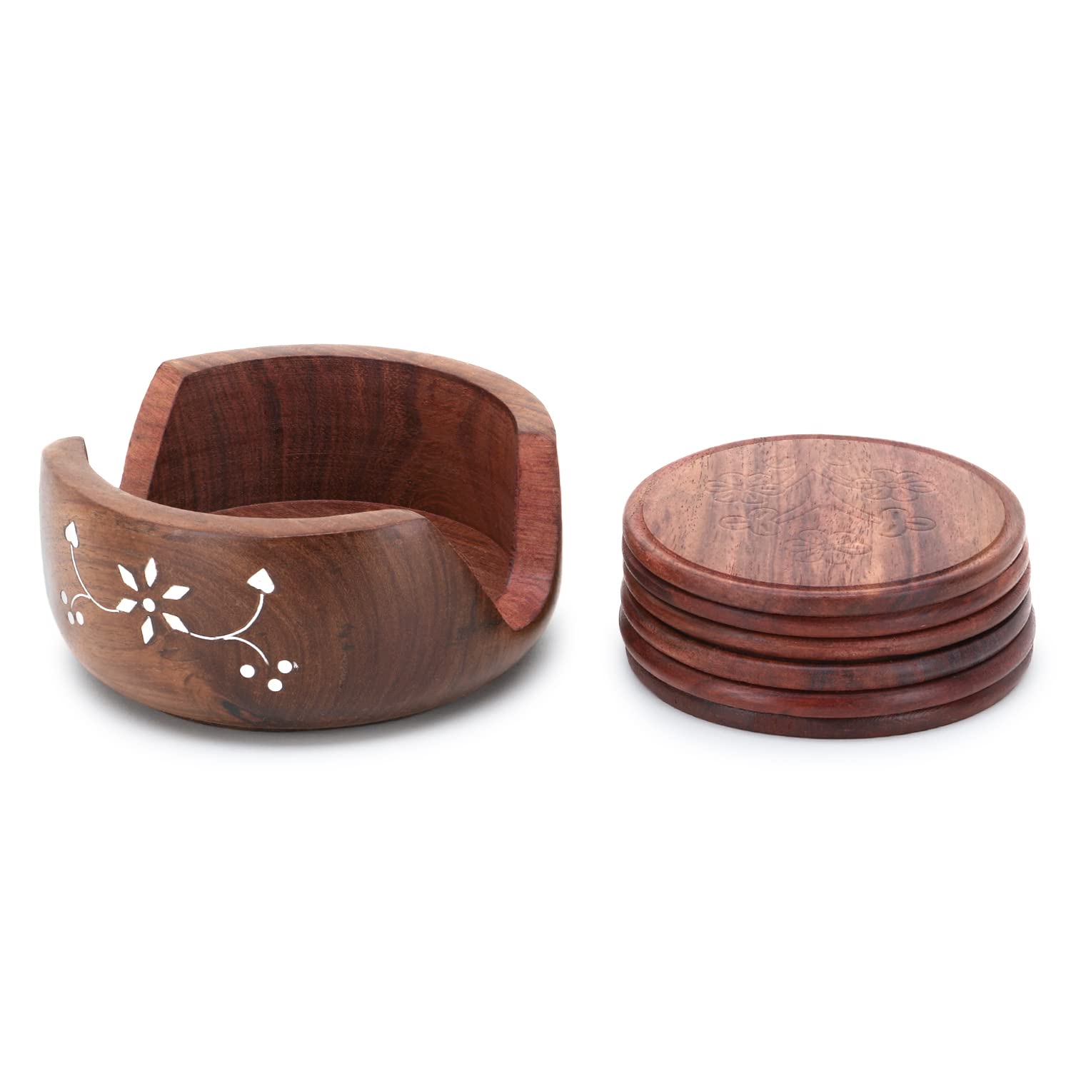 Sottobicchieri stampati con motivo mandala (legno MDF, set di 6, diametro 9,5 cm, rotondi