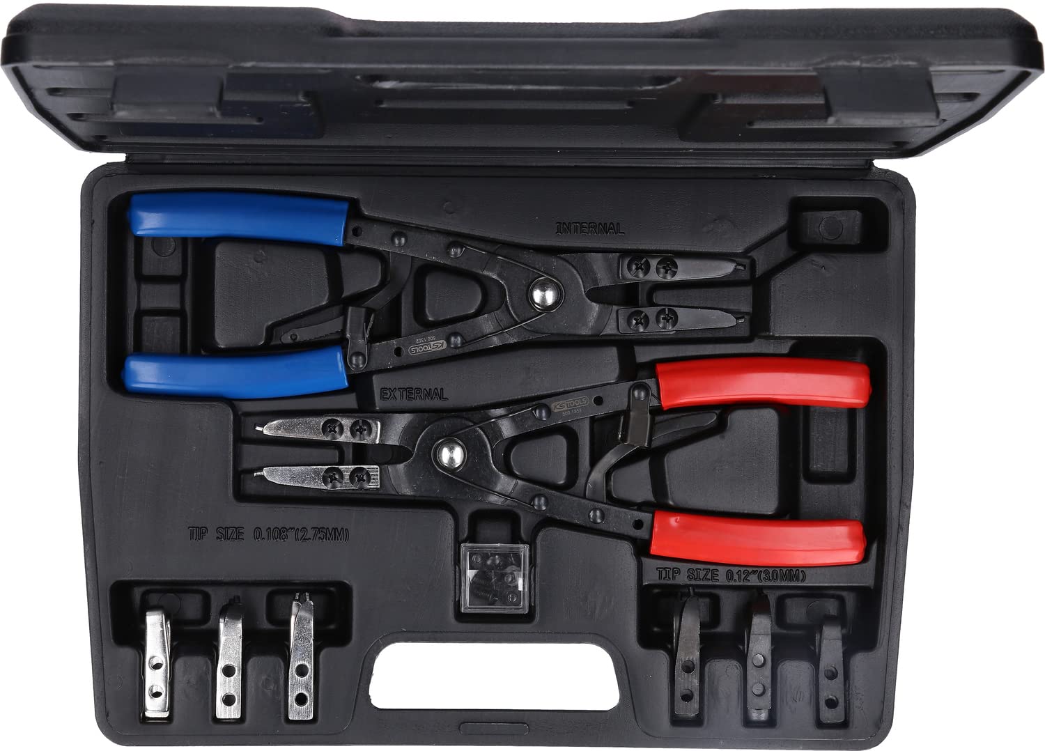 KS Tools 500.1350 - Pack de 20 piezas con alicates para anillos de retención Seeger, con función de carraca