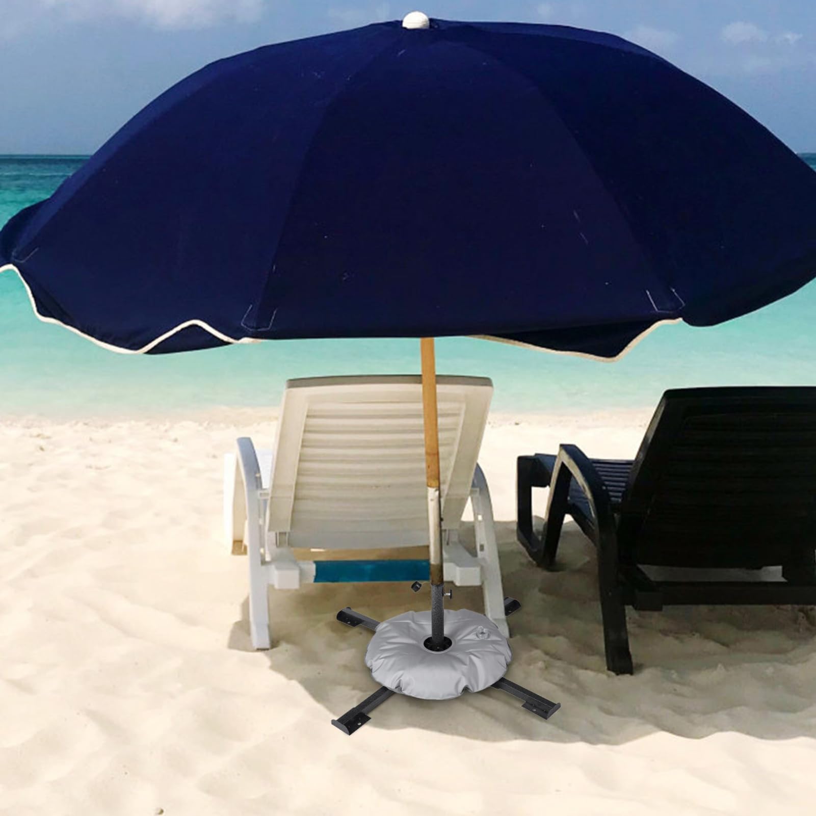 Zewnętrzny parasol przeciwsłoneczny przenośny i składany z podstawą wypełnioną wodą o wadze 10 kg, solidna konstrukcja do ogrodu na plaży, przy basenie, trwałe rozwiązanie zacieniające dla relaksu