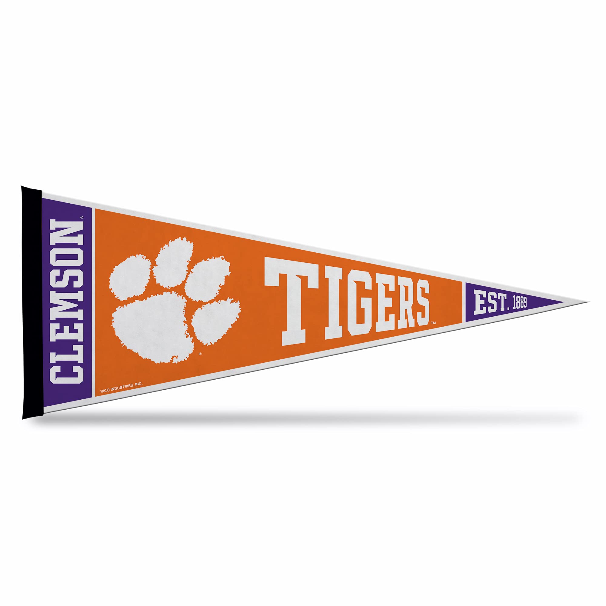 Rico Industries NCAA Clemson Tigers Exclusive 12" x 30" Soft Felt Pennant - EZ to Hang - Home Décor (Game Room, Man Cave, Bed Room)