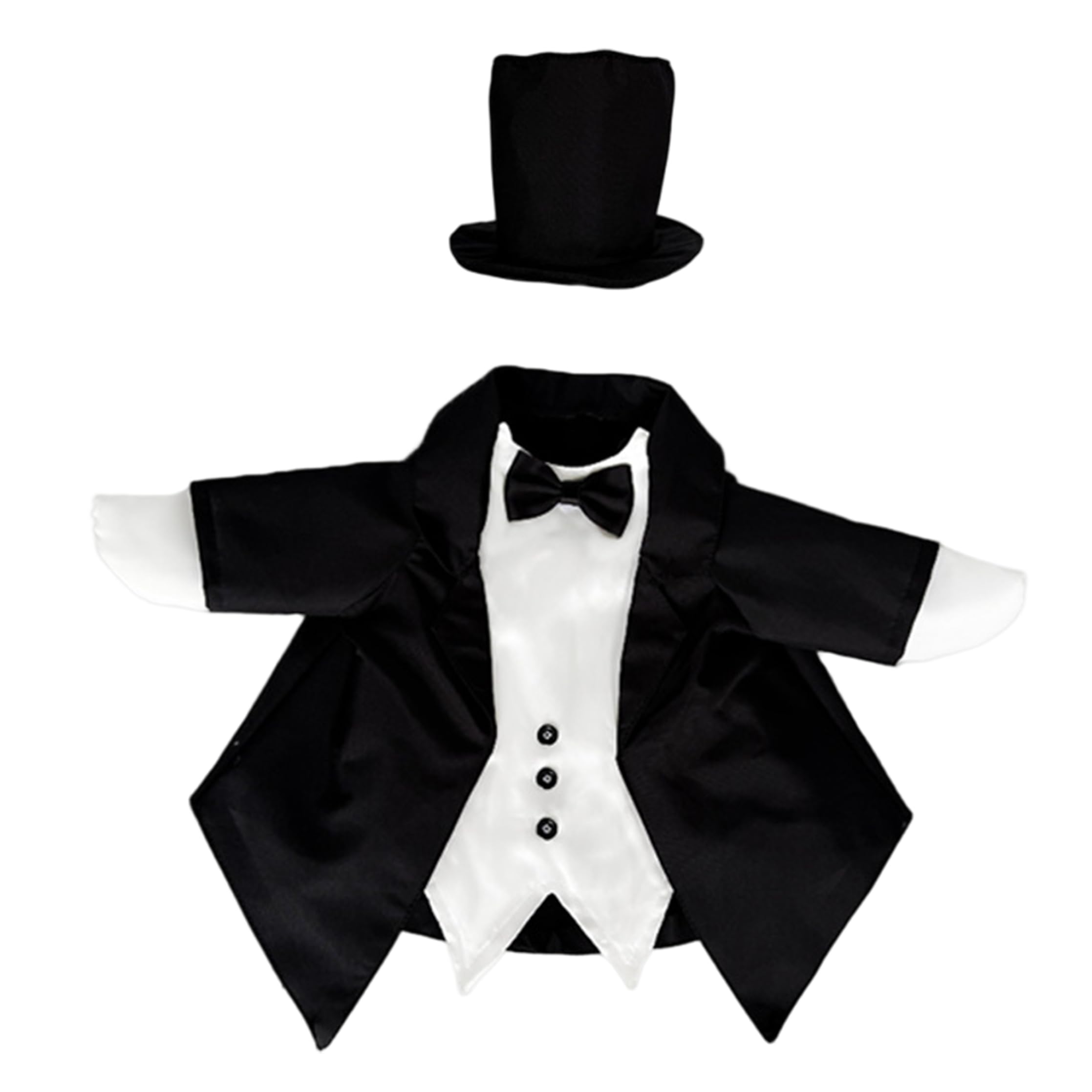 Tenue d'oie de porche de mariage ensemble smoking blanc et chapeau haut de forme pour déco