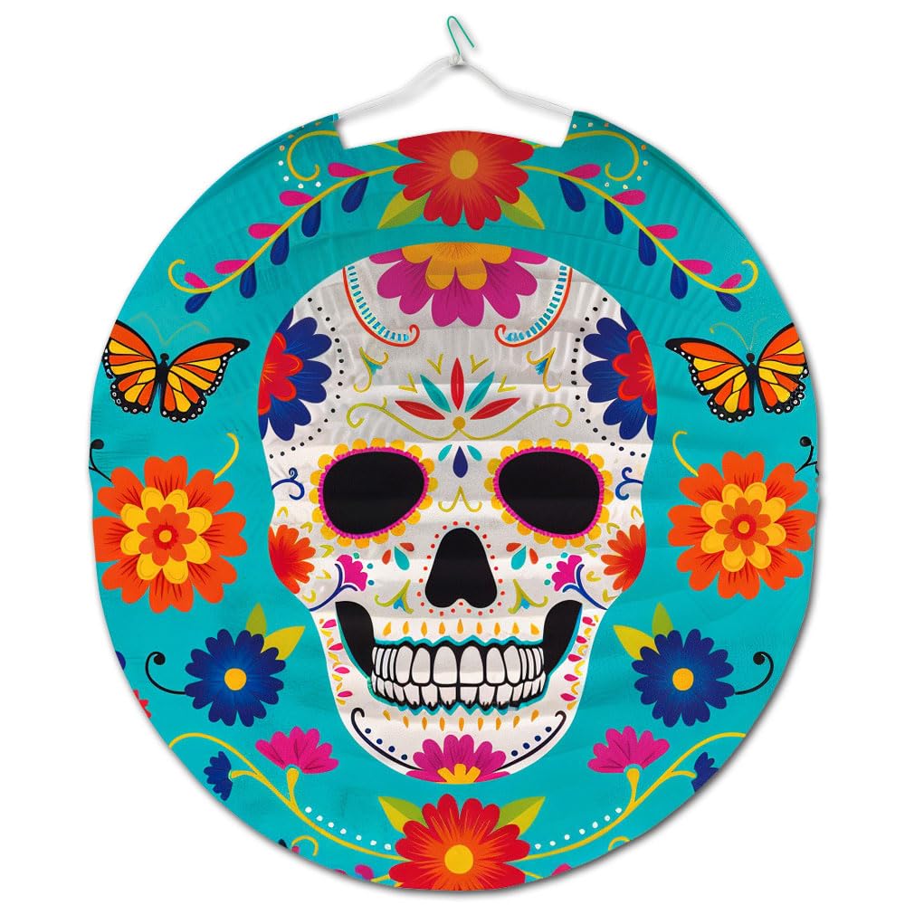 amscan Lantern Day of the Dead 25 cm Paper Light Blue/White, 25 cm