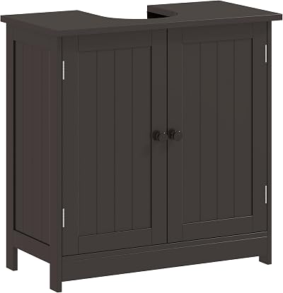HOMCOM 24" Bathroom Vanity, Pedestal Sink Storage Cabinet Coffee
