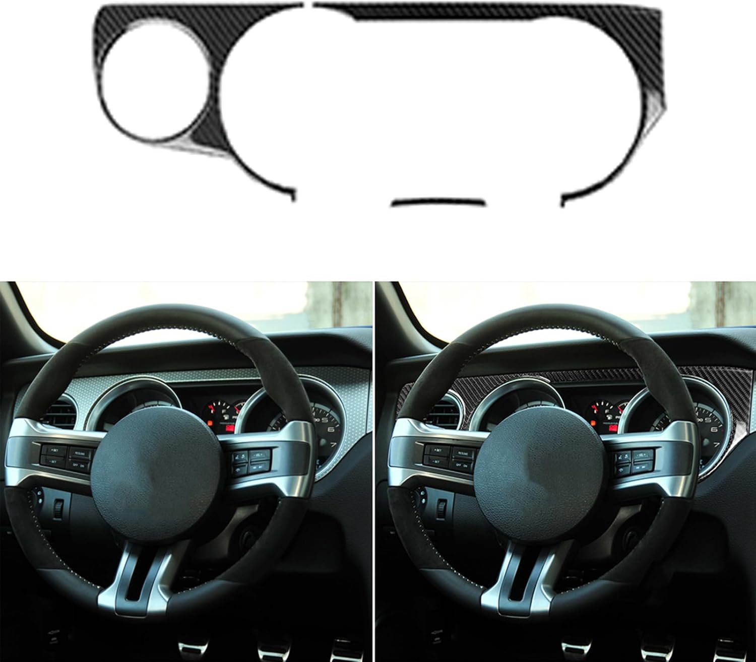 2pcs Real Soft Carbon Fiber Car Center Console Armrest Box Panel Decoration Cover Trim Sticker Compatible with Ford Mustang GT/Shelby 2009-2014 Auto Interior Accessories Black