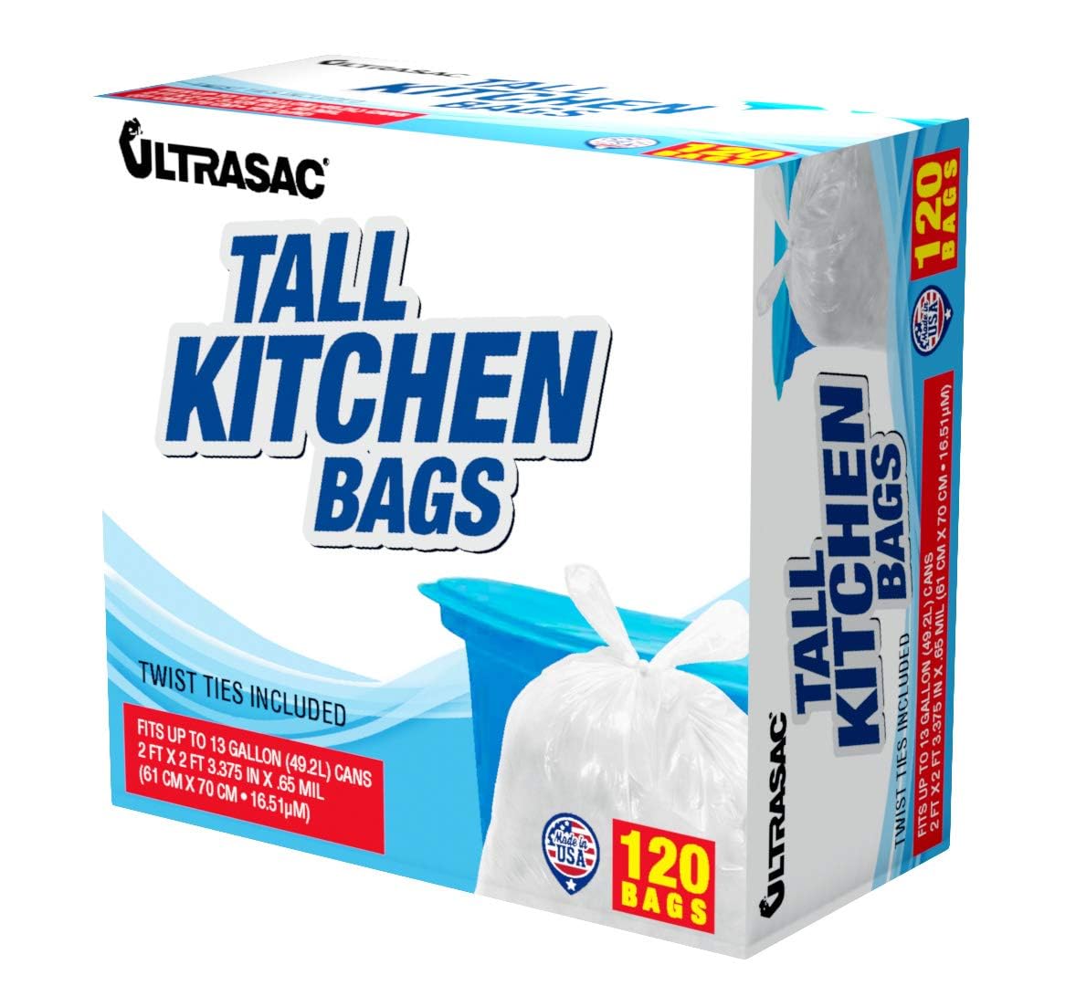 Aluf Plastics, Sacchetti Da Cucina Alti, 13 Galloni (120 Pezzi)-image